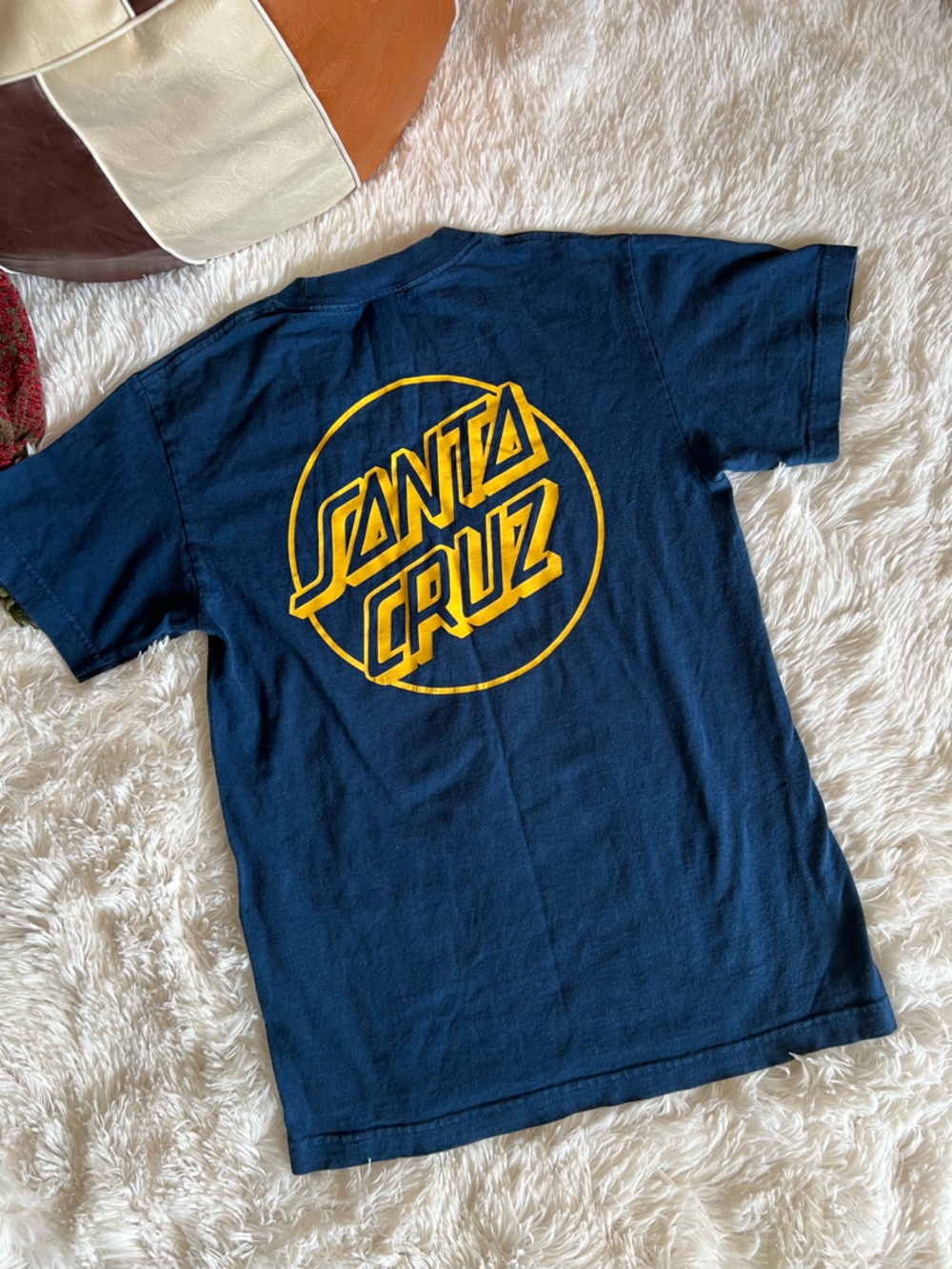 Santa Cruz Skateboards Navy Tee with Yellow Chest Logo